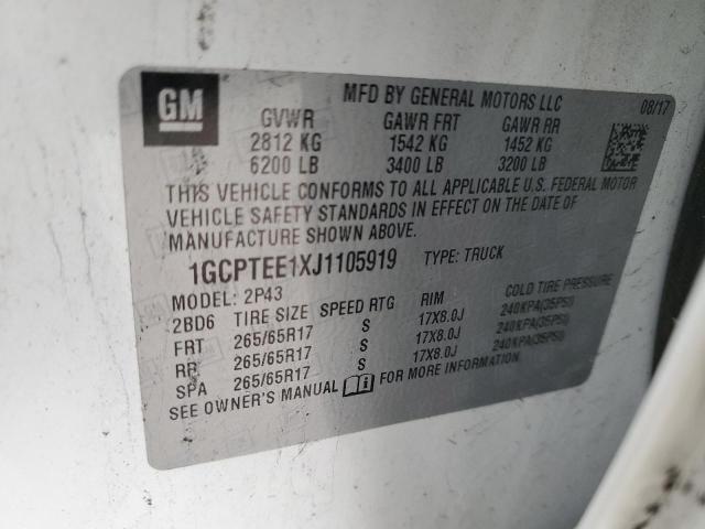 1GCPTEE1XJ1105919 - 2018 CHEVROLET COLORADO ZR2 WHITE photo 12