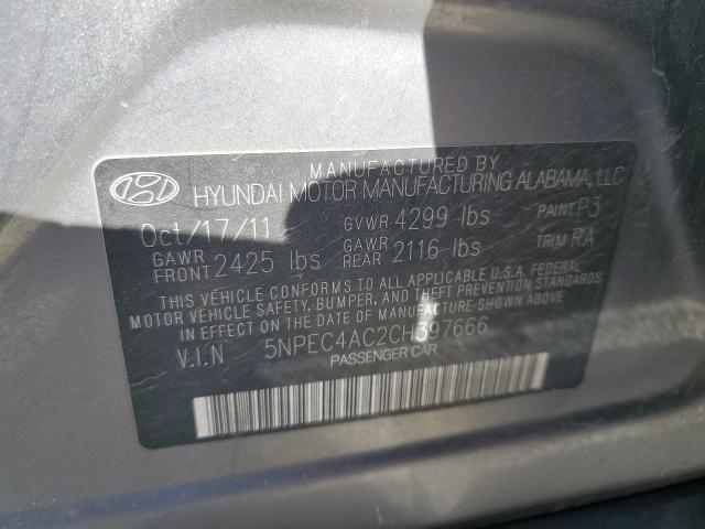 5NPEC4AC2CH397666 - 2012 HYUNDAI SONATA SE GRAY photo 12