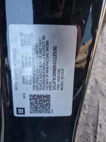 1G1FK1R60K0112536 - 2019 CHEVROLET CAMARO ZL1 黑色 照片 12