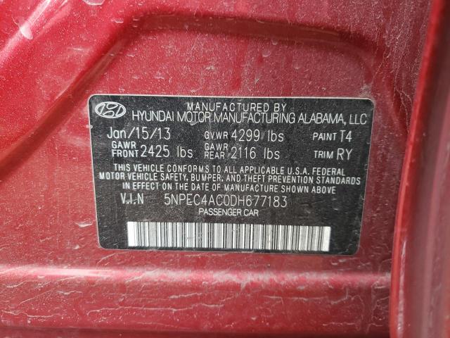 5NPEC4AC0DH677183 - 2013 HYUNDAI SONATA SE RED photo 12