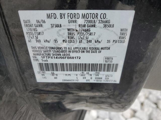 1FTPX14V66FB68172 - 2006 FORD F150 BLACK photo 12