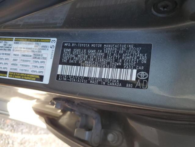 2T1BR30E67C816156 - 2007 TOYOTA COROLLA CE CHARCOAL photo 12