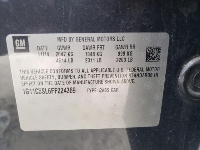 1G11C5SL6FF224369 - 2015 CHEVROLET MALIBU 1LT BLACK photo 12