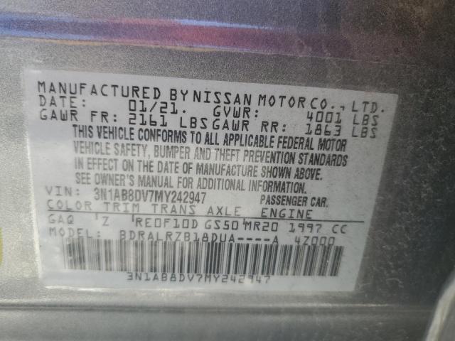 3N1AB8DV7MY242947 - 2021 NISSAN SENTRA SR GRAY photo 12