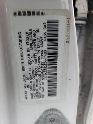 1Y1SK52821Z447490 - 2001 CHEVROLET GEO PRIZM BASE 白色 照片 12