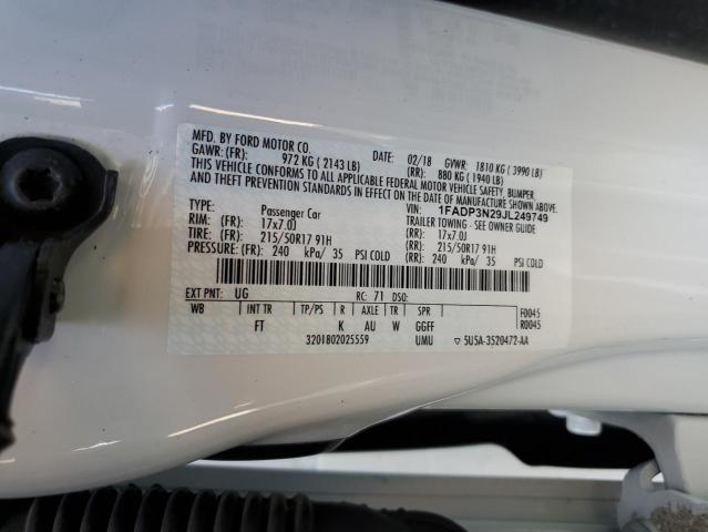 1FADP3N29JL249749 - 2018 FORD FOCUS TITANIUM WHITE photo 12