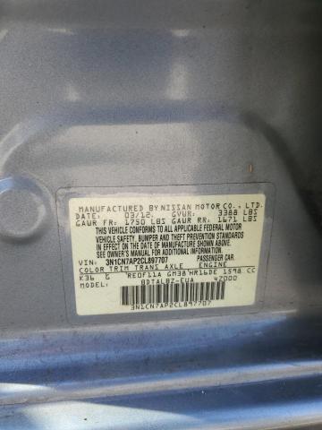 3N1CN7AP2CL897707 - 2012 NISSAN VERSA S GRAY photo 12