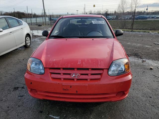 KMHCF35C53U243683 - 2003 HYUNDAI ACCENT L RED photo 5