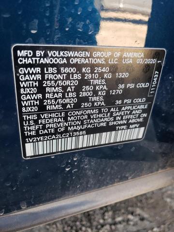 1V2YE2CA2LC213585 - 2020 VOLKSWAGEN ATLAS CROS SE Синий фото 12