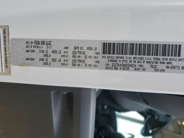 3C6TRVAG9HE534314 - 2017 RAM PROMASTER 1500 STANDARD WHITE photo 13