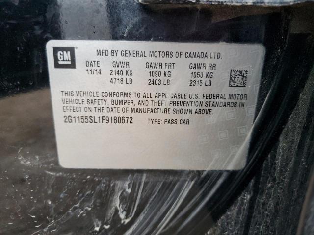 2G1155SL1F9180672 - 2015 CHEVROLET IMPALA LTZ BLACK photo 12