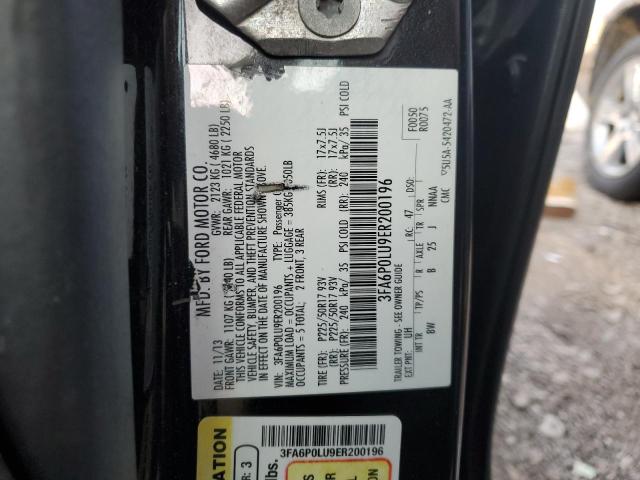 3FA6P0LU9ER200196 - 2014 FORD FUSION SE HYBRID BLACK photo 12