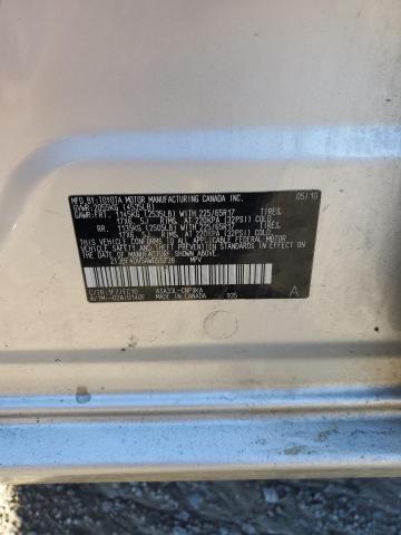 2T3BF4DV5AW055738 - 2010 TOYOTA RAV4 SILVER photo 12