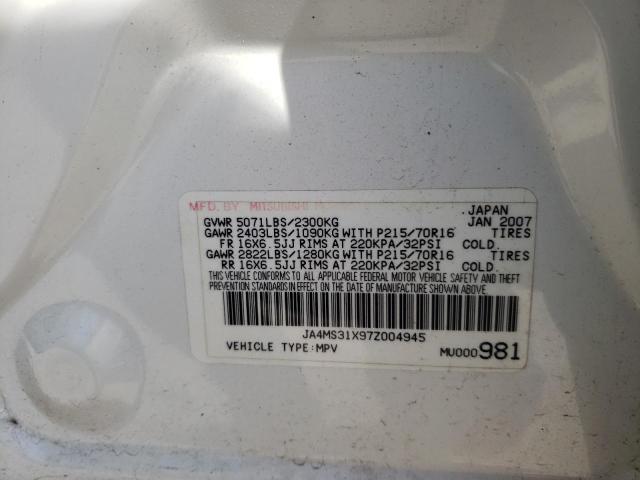 JA4MS31X97Z004945 - 2007 MITSUBISHI OUTLANDER ES WHITE photo 13