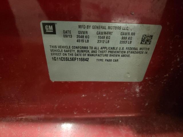 1G11C5SL5EF116842 - 2014 CHEVROLET MALIBU 1LT RED photo 13