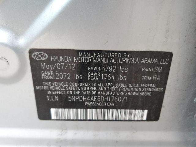 5NPDH4AE6DH176071 - 2013 HYUNDAI ELANTRA GLS SILVER photo 13