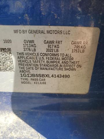 1G1JB5SBXL4143490 - 2020 CHEVROLET SONIC LS ლურჯი ფოტო 12