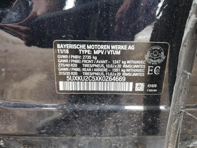 5UXKU2C5XK0Z64669 - 2019 BMW X6 XDRIVE35I BLACK photo 14