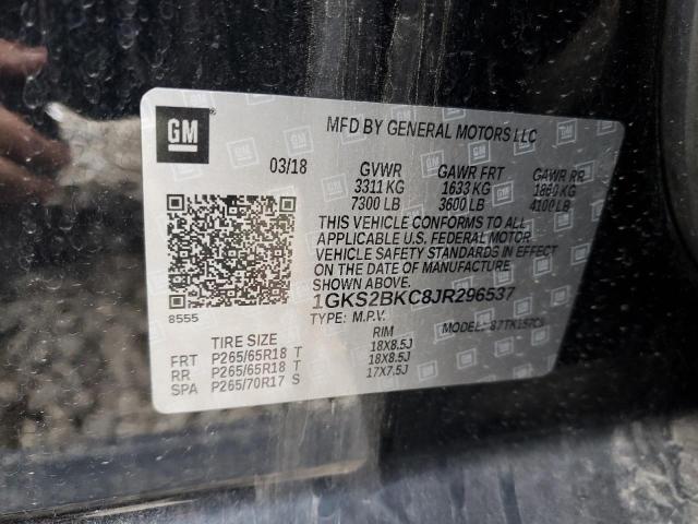 1GKS2BKC8JR296537 - 2018 GMC YUKON SLT BLACK photo 14