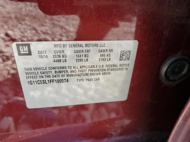 1G11C5SL1FF199574 - 2015 CHEVROLET MALIBU 1LT 红色 照片 12