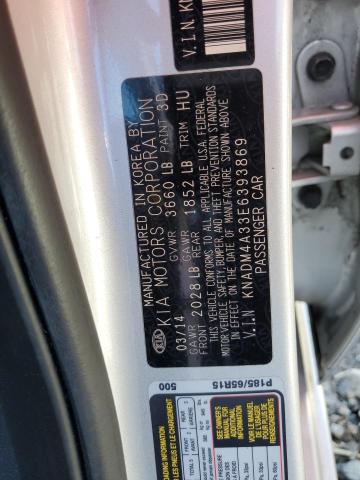 KNADM4A33E6393869 - 2014 KIA RIO LX SILVER photo 12