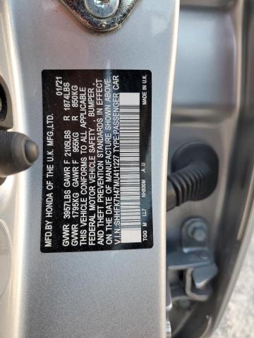 SHHFK7H47MU411227 - 2021 HONDA CIVIC SPORT SILVER photo 12
