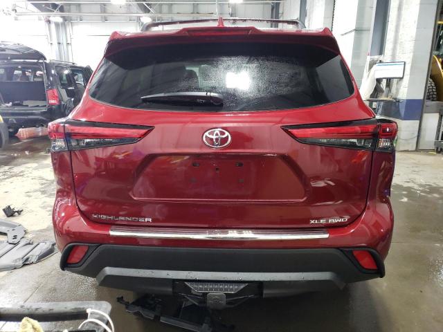 5TDGZRBH6NS590074 - 2022 TOYOTA HIGHLANDER XLE RED photo 6