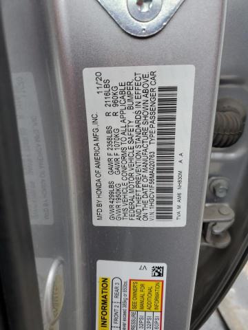 1HGCV1F56MA020763 - 2021 HONDA ACCORD EXL SILVER photo 13