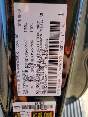 5TFRX5GN8JX126049 - 2018 TOYOTA TACOMA ACCESS CAB შავი ფოტო 12