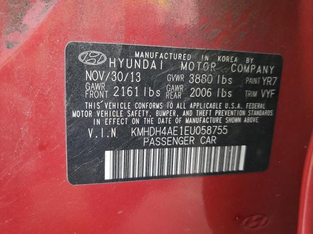 KMHDH4AE1EU058755 - 2014 HYUNDAI ELANTRA SE RED photo 12