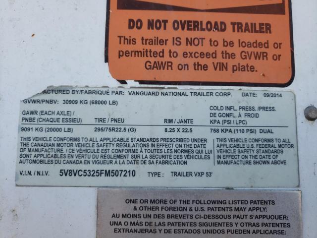 5V8VC5325FM507210 - 2015 VYVC TRAILER WHITE photo 10