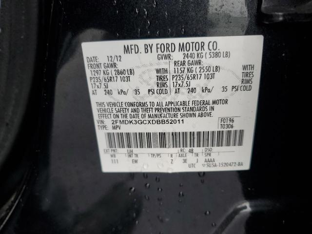 2FMDK3GCXDBB52011 - 2013 FORD EDGE SE BLACK photo 13