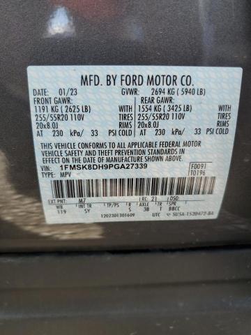 1FMSK8DH9PGA27339 - 2023 FORD EXPLORER XLT GRAY photo 14