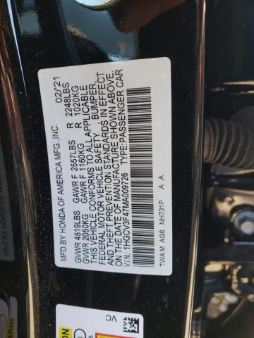 1HGCV3F47MA009726 - 2021 HONDA ACCORD HYBRID EX BLACK photo 12