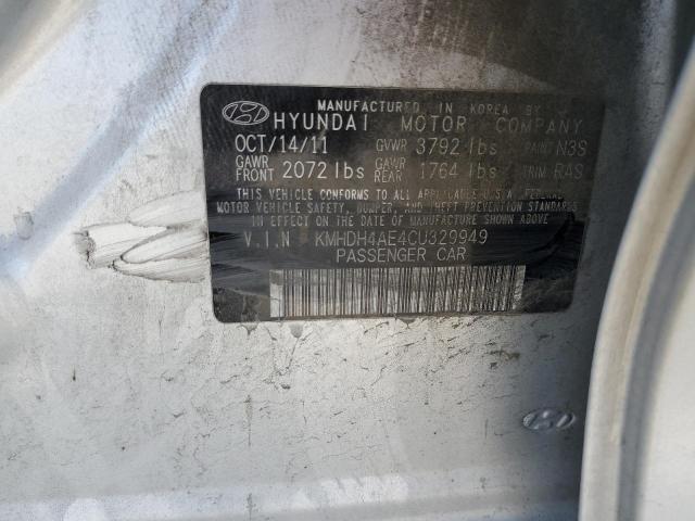 KMHDH4AE4CU329949 - 2012 HYUNDAI ELANTRA GLS SILVER photo 12