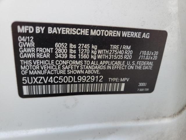 5UXZV4C50DL992912 - 2013 BMW X5 XDRIVE35I WHITE photo 13