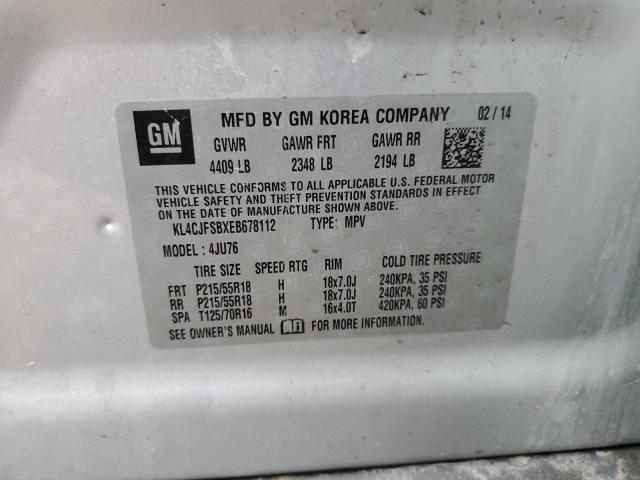 KL4CJFSBXEB678112 - 2014 BUICK ENCORE CONVENIENCE 银色 照片 12