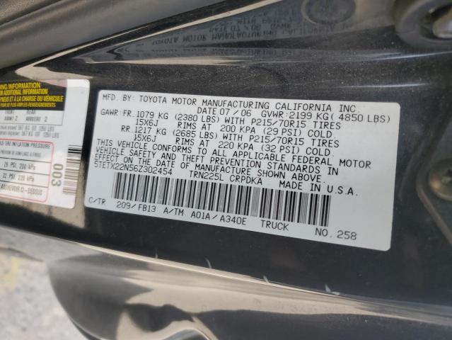 5TETX22N56Z302454 - 2006 TOYOTA TACOMA ACCESS CAB Қара фото 12