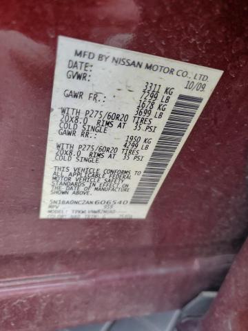 5N1BA0NC2AN606540 - 2010 NISSAN ARMADA SE BURGUNDY photo 13