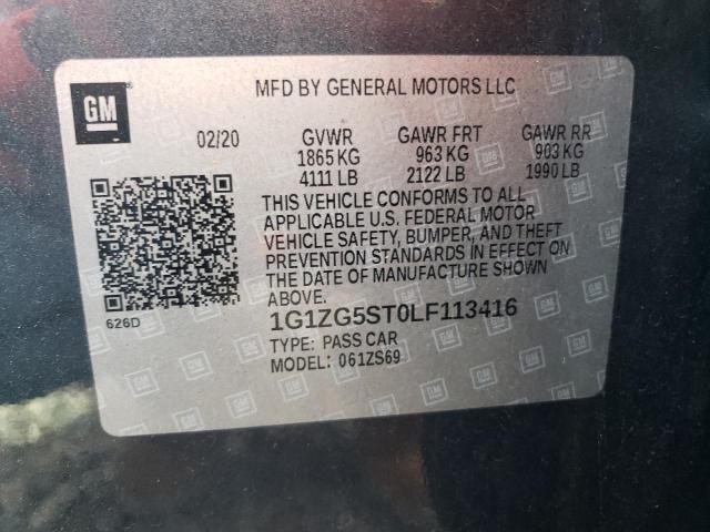 1G1ZG5ST0LF113416 - 2020 CHEVROLET MALIBU RS გრაფიტი ფოტო 12