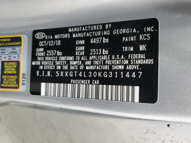 5XXGT4L30KG311447 - 2019 KIA OPTIMA LX SILVER photo 13