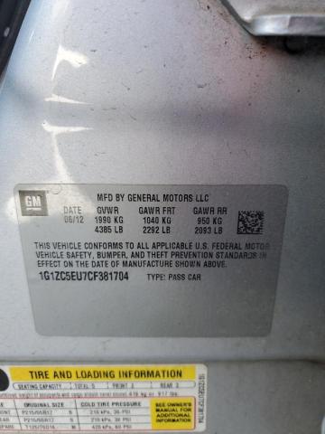 1G1ZC5EU7CF381704 - 2012 CHEVROLET MALIBU 1LT 银色 照片 12