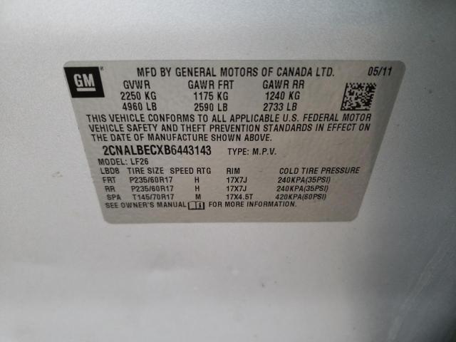 2CNALBECXB6443143 - 2011 CHEVROLET EQUINOX LS SILVER photo 13