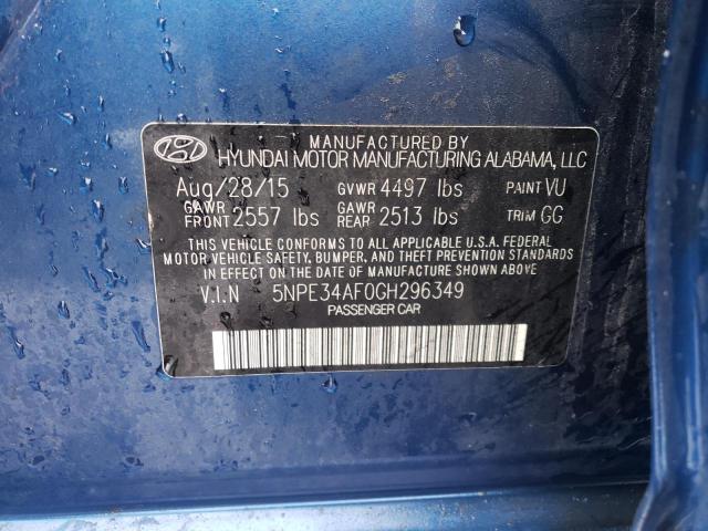 5NPE34AF0GH296349 - 2016 HYUNDAI SONATA SPORT BLUE photo 12