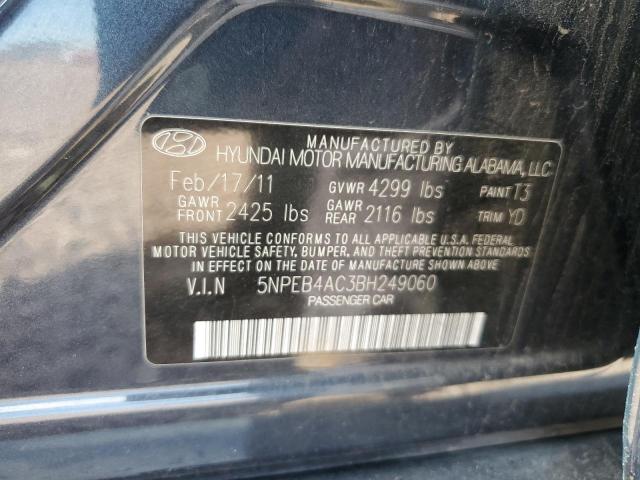 5NPEB4AC3BH249060 - 2011 HYUNDAI SONATA GLS BLUE photo 12