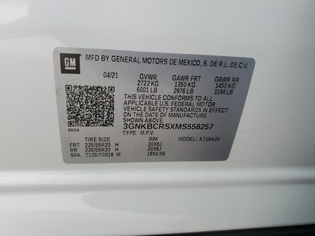 3GNKBCRSXMS558257 - 2021 CHEVROLET BLAZER 2LT WHITE photo 13