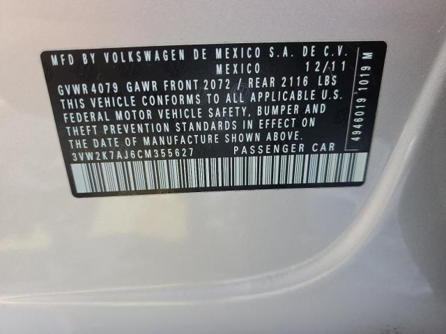 3VW2K7AJ6CM355627 - 2012 VOLKSWAGEN JETTA BASE SILVER photo 12