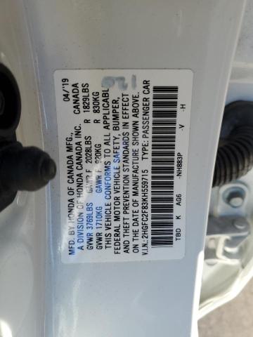 2HGFC2F83KH559715 - 2019 HONDA CIVIC SPORT 白色 照片 12