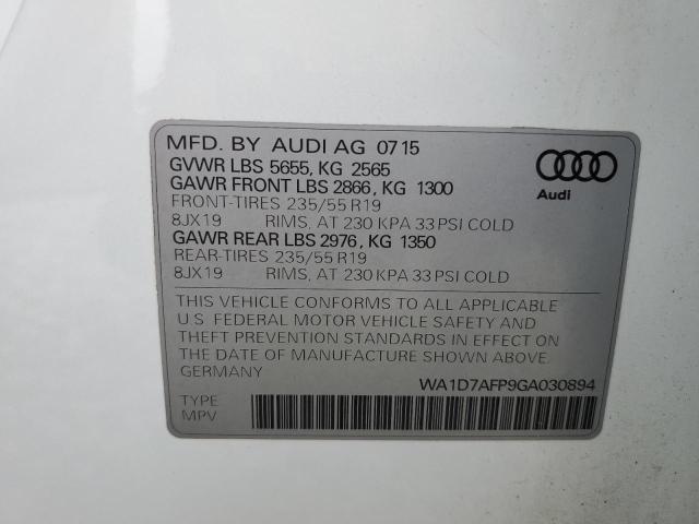 WA1D7AFP9GA030894 - 2016 AUDI Q5 PREMIUM PLUS S-LINE WHITE photo 13