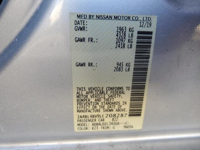 1N4BL4BV9LC208287 - 2020 NISSAN ALTIMA S SILVER photo 12